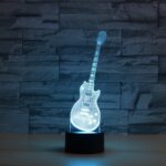 Lámpara de mesa de luz LED colorida de visión 3D con forma de guitarra, versión USB y batería