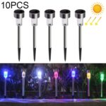 10 PCS Energía solar Lámpara de césped al aire libre Acero inoxidable IP65 Luz LED decorativa impermeable para jardín