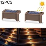 Lámpara de jardín impermeable IP65 con luz LED para escalera exterior con energía solar de 12 piezas, luz blanca cálida, 12 PCS Brown
