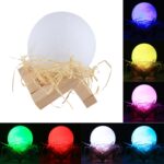 Luz nocturna LED de bajo consumo con carga USB y base de soporte de madera, Touch 7-color(8cm)