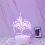 Castle In The Sky Shape Creative Crack Touch Dimming Luz de noche decorativa colorida 3D con control remoto