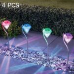 Lámpara de energía solar LED A108 4 PCS RGB, Luces decorativas del diamante del camino del paisaje del jardín al aire libre