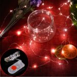 20 LED SMD 0603 IP65 Pilas de botón CR2032 impermeables, 2m Red Light