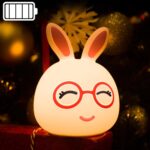 Lámpara de decoración LED con pilas creativa, regalo novedoso, Happy Pink Rabbit/Battery-Powered