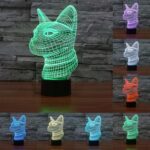 Luz LED de control de interruptor táctil 3D estilo gato de cara lateral, Decoloración de 7 colores Lámpara estéreo visual creativa Lámpara de escritorio Luz de noche