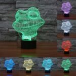 Luz LED de control de interruptor táctil 3D estilo rana, Decoloración de 7 colores Lámpara estéreo visual creativa Lámpara de escritorio Luz de noche