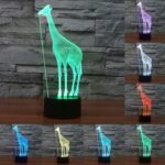 Luz LED de control de interruptor táctil 3D estilo jirafa, Decoloración de 7 colores Lámpara estéreo visual creativa Lámpara de escritorio Luz de noche