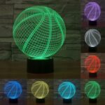 Luz LED de control de interruptor táctil 3D estilo baloncesto, Decoloración de 7 colores Lámpara estéreo visual creativa Lámpara de escritorio Luz de noche