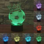 Luz LED de control de interruptor táctil 3D estilo corona de fútbol, Decoloración de 7 colores Lámpara estéreo visual creativa Lámpara de escritorio Luz de noche