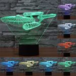 Luz LED de control de interruptor táctil 3D estilo acorazado de Star Trek, Decoloración de 7 colores Lámpara estéreo visual creativa Lámpara de escritorio Luz de noche