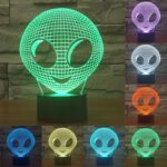 Luz LED de control de interruptor táctil 3D de estilo alienígena, Decoloración de 7 colores Lámpara estéreo visual creativa Lámpara de escritorio Luz de noche