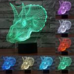 Luz LED de control de interruptor táctil 3D estilo dinosaurio, Decoloración de 7 colores Lámpara estéreo visual creativa Lámpara de escritorio Luz de noche