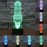 Luz LED de control de interruptor táctil 3D estilo lámpara de ahorro de energía, Decoloración de 7 colores Lámpara estéreo visual creativa Lámpara de escritorio Luz de noche