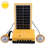 Kit de energía solar de LED recargable, Portátil multifunción con bombillas, tarjeta de soporte TF, AC 220V, enchufe de EE. UU. / UE