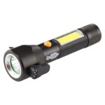 Linterna LED recargable impermeable IPX4 de 10W 450 lúmenes con martillo de seguridad y 3 modos