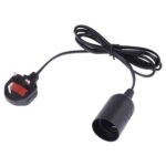 Portalámparas con tapa de alambre E27, toma de corriente para lámpara con cable de extensión de 1,2 m, enchufe pequeño para Reino Unido, Big UK Plug, 1.5m