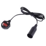 Portalámparas con tapa de alambre E14, toma de corriente para lámpara con cable de extensión de 1,2 m, enchufe pequeño para Reino Unido, Big UK Plug, 1.5m