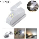 10 Uds 0,3 W bisagra interior Universal lámpara con Sensor LED armario 3 LED luz nocturna bombilla de encendido/apagado automático, 10 PCS White Light