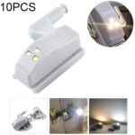10 Uds 0,3 W bisagra interior Universal lámpara con Sensor LED armario 3 LED luz nocturna bombilla de encendido/apagado automático, 10 PCS Warm White