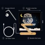 0.5W Niños Dormitorio Búho Lámpara de madera plegable Luz de noche 3D (Luz cálida) - Imagen 5