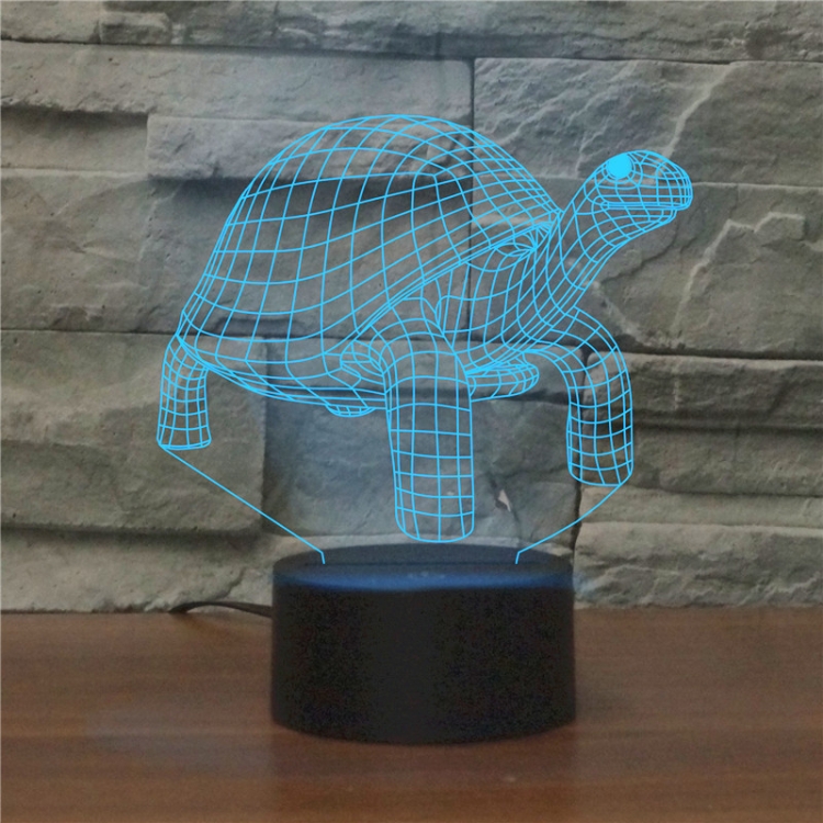 LED6202.jpg Luz decorativa de la noche 3D LED creativa de la base negra de la tortuga, recargable con el botón del tacto - Imagen 1