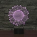 Sunflower Black Base Creative 3D LED Luz de noche decorativa, versión de control remoto de 16 colores