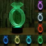 Luz LED de control de interruptor táctil 3D estilo anillo de diamante, Decoloración de 7 colores Lámpara estéreo visual creativa Lámpara de escritorio Luz de noche