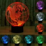 Luz LED de control de interruptor táctil 3D estilo globo de América, Decoloración de 7 colores Lámpara estéreo visual creativa Lámpara de escritorio Luz de noche