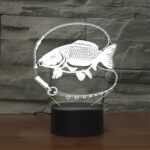 Luz decorativa de la noche de la base negra creativa 3D LED de la pesca, versión teledirigida de 16 colores