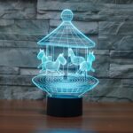 Carousel Black Base Creative 3D LED Luz de noche decorativa, USB con versión de botón táctil
