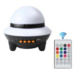 Platillo volador LED, luz de cielo estrellado, Bluetooth, música, proyección de estrellas, luz nocturna con Control remoto, White