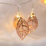 Lámpara decorativa de hadas cálida de estilo adolescente de 20 LED para Navidad, boda, dormitorio, Rose Gold Leaf