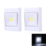 2 piezas Mini luz blanca COB LED aplique de pared, Interruptor de luz nocturna Lámpara de luz de armario