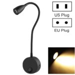 Lámpara de aplique de pared con luz de montaje en pared de 160 LM 3000-3200K, obtuvo la certificación CE / FCC, longitud del cuello de ganso: 30 cm, enchufe de EE. UU./UE, enchufe de entrega predeterminado de EE. UU., CL-S006 Black