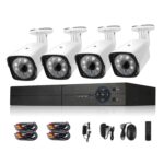 A4B3Kit 2MP 4CH 1080P Sistema de cámaras de seguridad CCTV AHD DVR Kit de vigilancia, compatible con visión nocturna/detección de movimiento