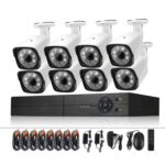 A8B3 / Kit Sistema DVR de vigilancia 8CH 1080N y cámara tipo bala resistente a la intemperie HD 720P 1.0MP, compatible con visión nocturna por infrarrojos y monitor remoto P2P y teléfono, A8B3 / Kit 8CH Black, A8B3 / Kit 8CH White