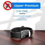 Pulsera repelente de mosquitos con ondas ultrasónicas para exteriores M20 con reloj y prueba de temperatura corporal, M20 (White) - Imagen 3
