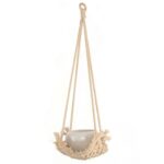 Macetas colgantes de macramé tipo W, decoración interior, exterior, cuerda trenzada, maceta colgante, soporte para plantas