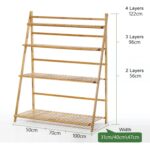 Soporte para plantas colgante de bambú de 3 niveles, estantes para jardineras, estante de almacenamiento para macetas, estantería de exhibición plegable, estante para plantas, ancho: 100 cm, 3-Tie Width: 100cm(White) - Imagen 3