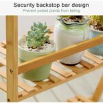 Soporte para plantas colgante de bambú de 3 niveles, estantes para jardineras, estante de almacenamiento para macetas, estantería de exhibición plegable, estante para plantas, ancho: 100 cm, 3-Tie Width: 100cm(White) - Imagen 5