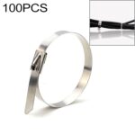 100 PCS 4.6x600mm Bridas de metal de acero inoxidable Tubería de inducción Correas de calor de escape Envoltura con cremallera Correas de calor de escape