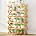 Balcón de 6 capas Sala de estar Soporte plegable de madera maciza Estantes de plantación en macetas, Longitud: 70 cm - Imagen 2