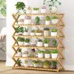 Balcón de 6 capas Sala de estar Soporte plegable de madera maciza Estantes de plantación en macetas, Longitud: 100 cm