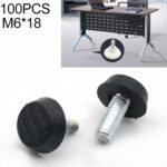 100 piezas de soporte de tornillo ajustable para muebles, M6x18 (negro)