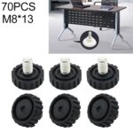 Soporte de tornillo ajustable para muebles con almohadilla de pie de 70 piezas, M8x13