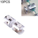 10 piezas de aleación de zinc, conexión de soporte fijo brillante, abrazadera de fijación de vidrio de doble cara cilíndrica de 10 mm