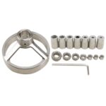 Guía de taladro 16 en 1 Plantilla de orificio de bolsillo vertical 5/6/7/8/9/10/12 mm Localizador de orificios de broca Kit de plantilla de carpintería de acero inoxidable