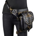 FHG131BK Skull Head Decoration Multifunción PU Cuero Un solo hombro Bolso bandolera Riñonera para damas