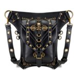FHG131BK Skull Head Decoration Multifunción PU Cuero Un solo hombro Bolso bandolera Riñonera para damas - Imagen 2