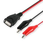 USB-A hembra a 2 x cable de extensión de conexión de alimentación con pinza de cocodrilo, longitud: 0,5 m